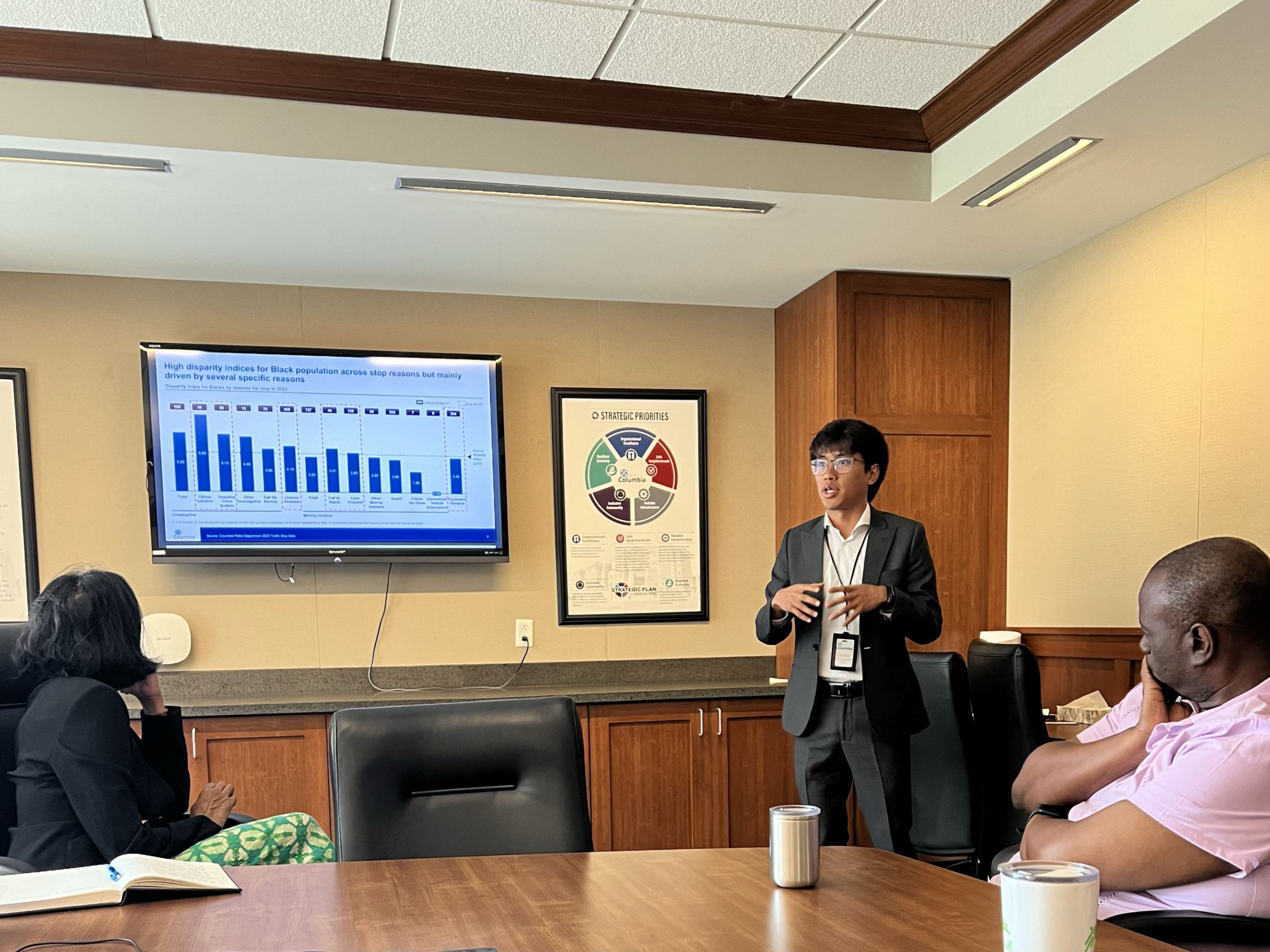 a summer fellow giving a presentation in a boardroom